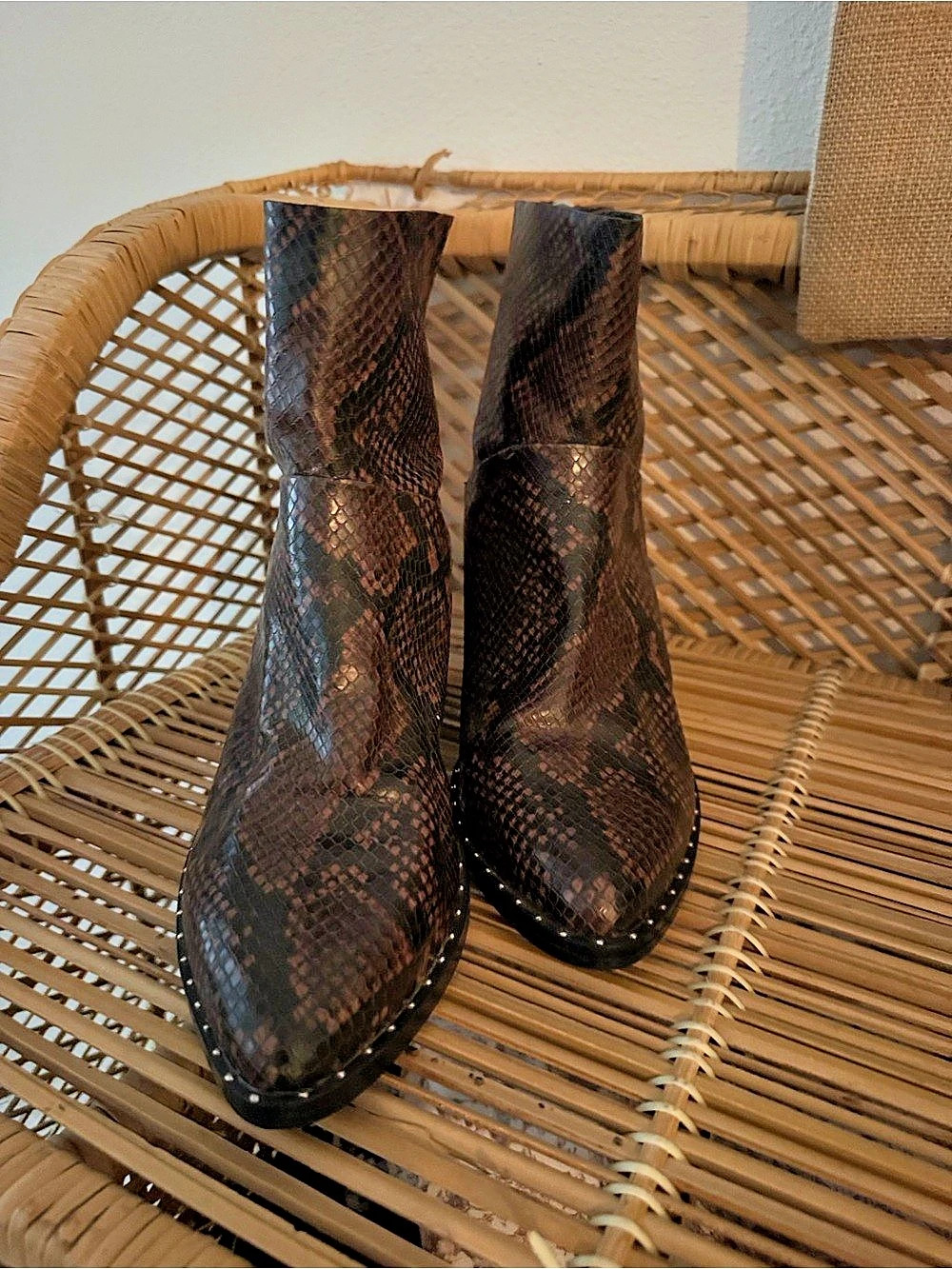 Treasure & Bond Snakeskin Print Ankle Boots Brown US 9M